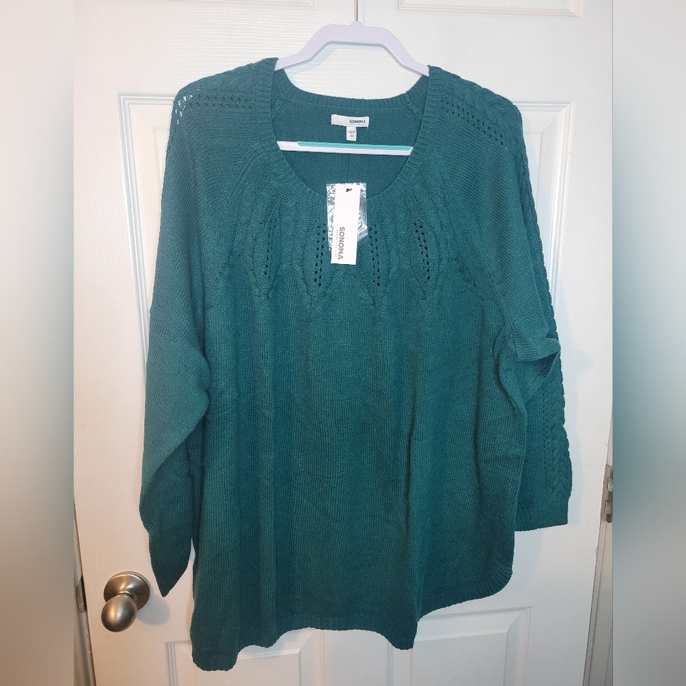 Sonoma Sweater Women's Plus 4X Blue Pullover Long Sleeve New